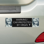 WAARSCHUWING! AUTO BESCHERMD DOOR VIRGIN BUMPERSTICKER (Op auto)