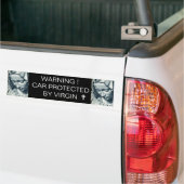 WAARSCHUWING! AUTO BESCHERMD DOOR VIRGIN BUMPERSTICKER (Op Truck)
