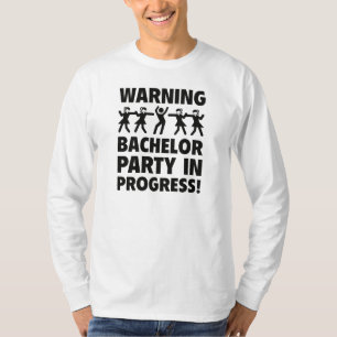 Waarschuwing: Bachelor Party in uitvoering T-shirt