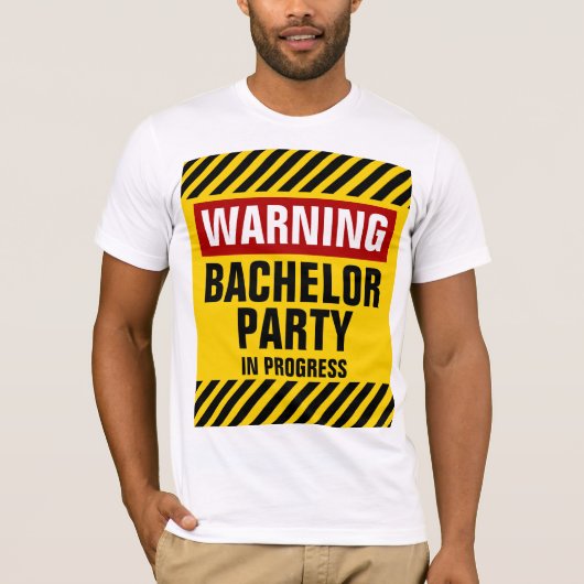 Waarschuwing: Bachelor Party in uitvoering T-shirt (Voorkant)