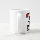 Waarschuwing bankverkoper hard op het werk stoort  grote koffiekop (Achterkant)