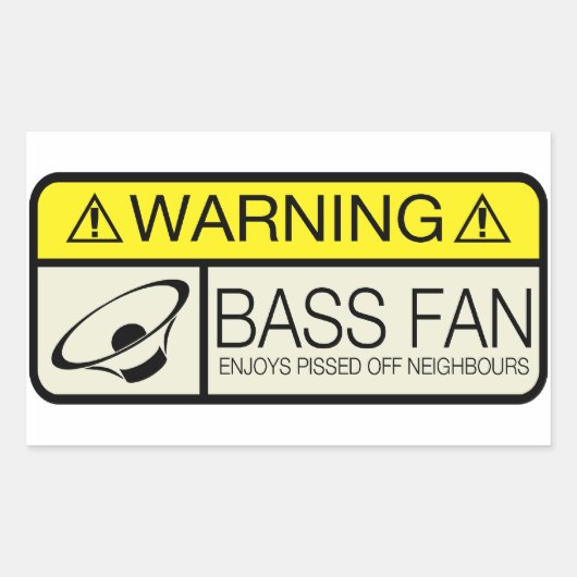 Waarschuwing Bass Fan! Rechthoekige Sticker (Voorkant)