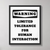 Waarschuwing Beperkte Tolerantie Poster