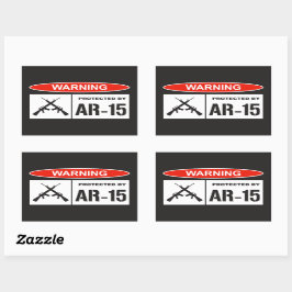 Waarschuwing Beschermd Door AR-15 Thuisbedrijf Rechthoekige Sticker