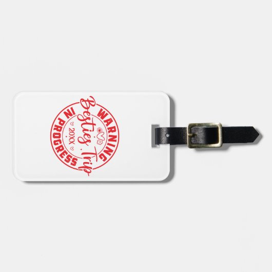 Waarschuwing Besties Trip in uitvoering Rood op wi Bagagelabel (Voorkant horizontaal)