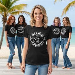 Waarschuwing Besties Trip in uitvoering Wit op zwa T-shirt