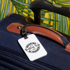 Waarschuwing Besties Trip in uitvoering Zwart op w Bagagelabel