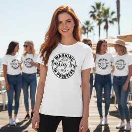 Waarschuwing Besties Trip in uitvoering Zwart op w T-shirt