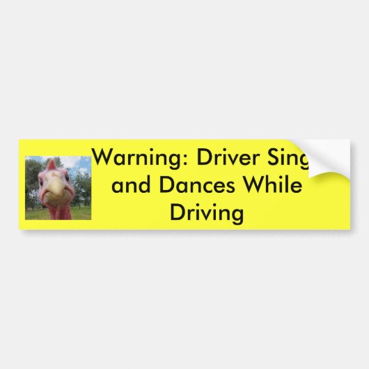 Waarschuwing: bestuurder zingt en... bumpersticker (Voorkant)