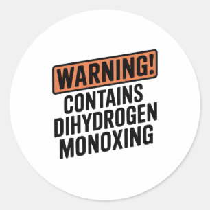 WAARSCHUWING: Bevat diwaterstofmonoxide Ronde Sticker