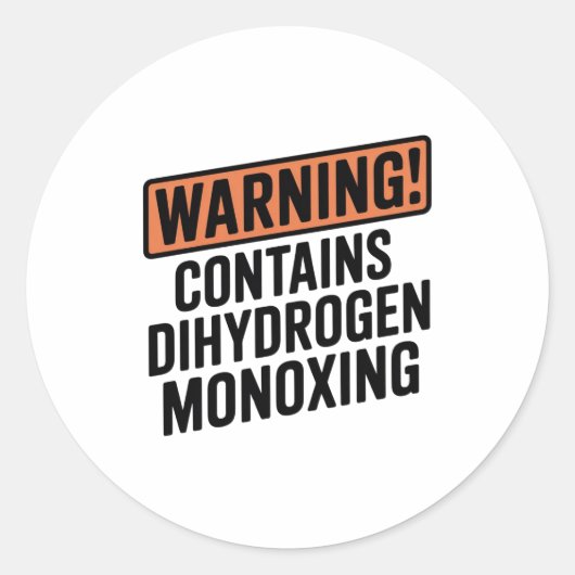 WAARSCHUWING: Bevat diwaterstofmonoxide Ronde Sticker (Voorkant)