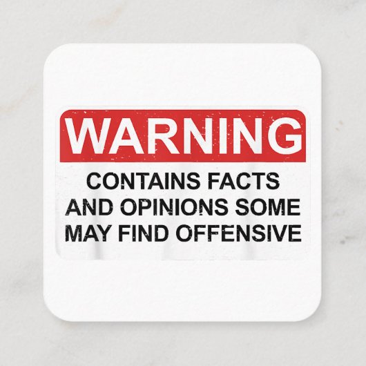 Waarschuwing bevat feiten en meningen die sommigen vierkante visitekaartje (Achterkant)