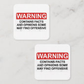 Waarschuwing bevat feiten en meningen die sommigen vierkante visitekaartje (Voorkant / Achterkant)