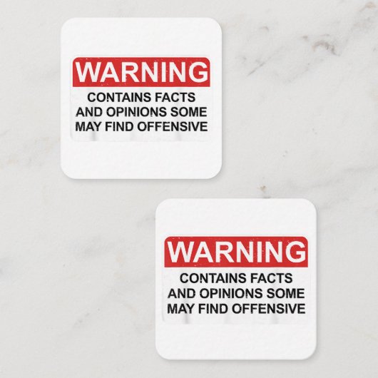 Waarschuwing bevat feiten en meningen die sommigen vierkante visitekaartje (Voorkant / Achterkant)