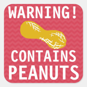Waarschuwing Bevat Peanuts Food Alert-Stickers Vierkante Sticker