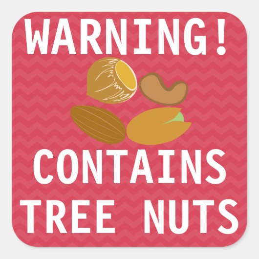 Waarschuwing Bevat Tree Nuts Food Alert-Stickers Vierkante Sticker (Voorkant)