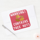 Waarschuwing Bevat Tree Nuts Food Alert-Stickers Vierkante Sticker (Envelop)