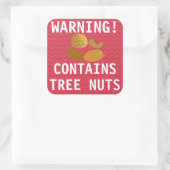 Waarschuwing Bevat Tree Nuts Food Alert-Stickers Vierkante Sticker (Tas)
