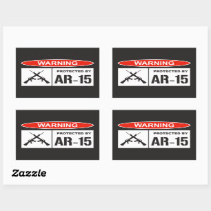 Waarschuwing beveiligd door AR-15 Home Business Rechthoekige Sticker