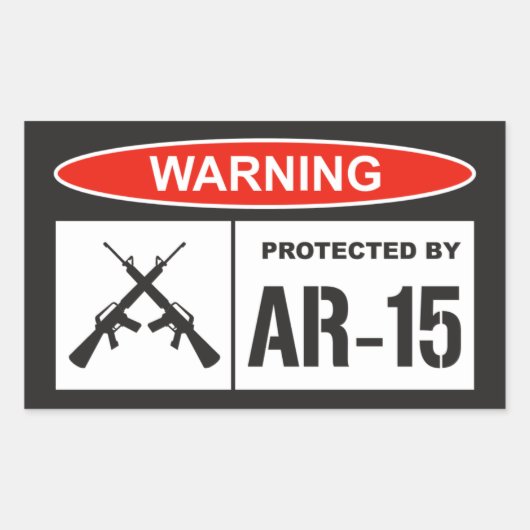 Waarschuwing beveiligd door AR-15 Home Business Rechthoekige Sticker (Voorkant)