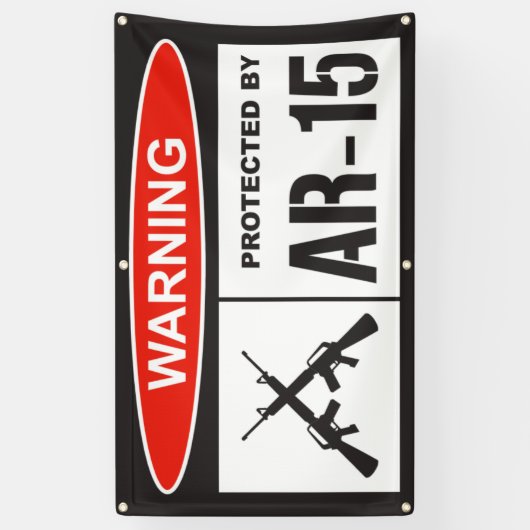 Waarschuwing beveiligd door AR-15 Home Business Spandoek (Verticaal)