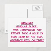 WAARSCHUWING-BIPOLAR ALERT3 BRIEFKAART (Voorkant / Achterkant)