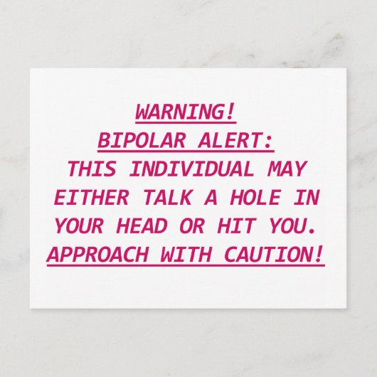 WAARSCHUWING-BIPOLAR ALERT3 BRIEFKAART (Voorkant)