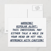 WAARSCHUWING-BIPOLAR ALERT4 BRIEFKAART (Voorkant / Achterkant)