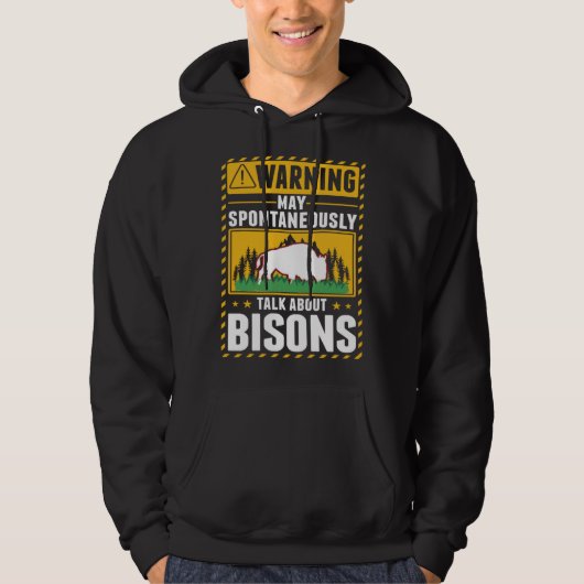 Waarschuwing Bizon Waterbuffel Hoodie (Voorkant)