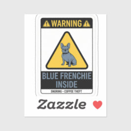 Waarschuwing Blauwe Franse Bulldog Binnen Funny Sticker