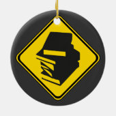 Waarschuwing: Boeken vooruit! Keramisch Ornament (Achterkant)