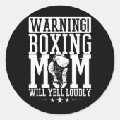 Waarschuwing Boksen Mama zal luid schreeuwen Ronde Sticker (Voorkant)