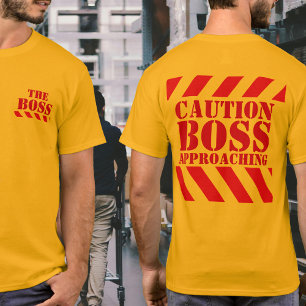 Waarschuwing BOSS waarschuwingsstrepen rood en gee T-shirt