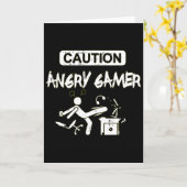 Waarschuwing Boze Gamer Computer Grappig Videospel Kaart (Gele Bloem)