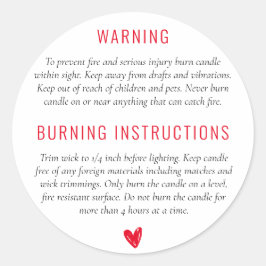 Waarschuwing brandende instructies Kaartenlabel vo Ronde Sticker