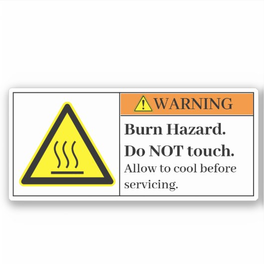 Waarschuwing/brandgevaar Sticker (Voorkant)