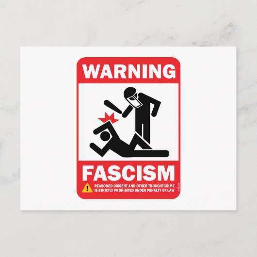 Waarschuwing! Briefkaart in facisme (Voorkant)