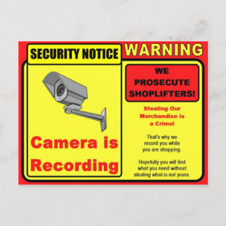 Waarschuwing Camera Recording - Handelswaar Shelf  Briefkaart
