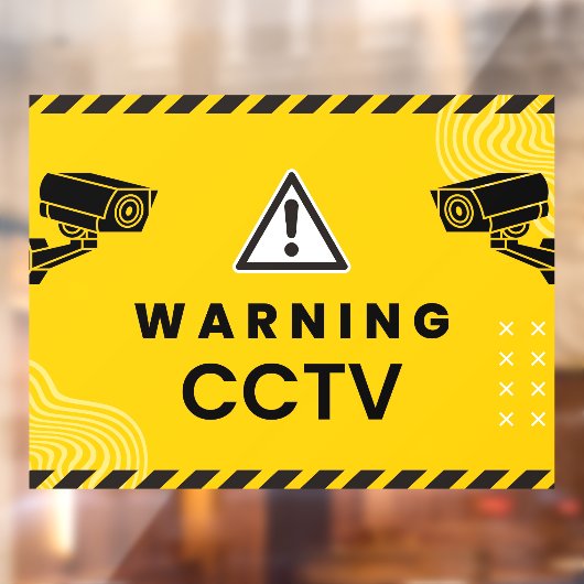 Waarschuwing CCTV Bewakingscamera Amber Raamsticker (Vel 2)