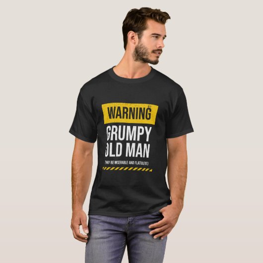 Waarschuwing chagrijnig oud Man grappig Mannen vad T-shirt (Voorkant volledig)