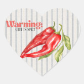 Waarschuwing Chef is Pittige Rode Chilipeper Keuke Hart Sticker (Voorkant)