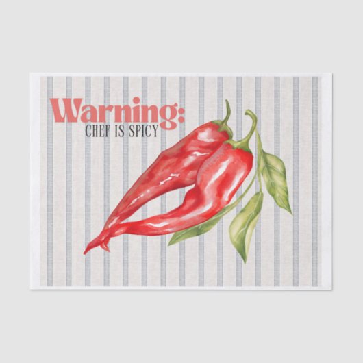Waarschuwing Chef is Pittige Rode Chilipeper Keuke Tissuepapier (Voorkant)