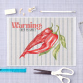 Waarschuwing Chef is Pittige Rode Chilipeper Keuke Tissuepapier (Craft)