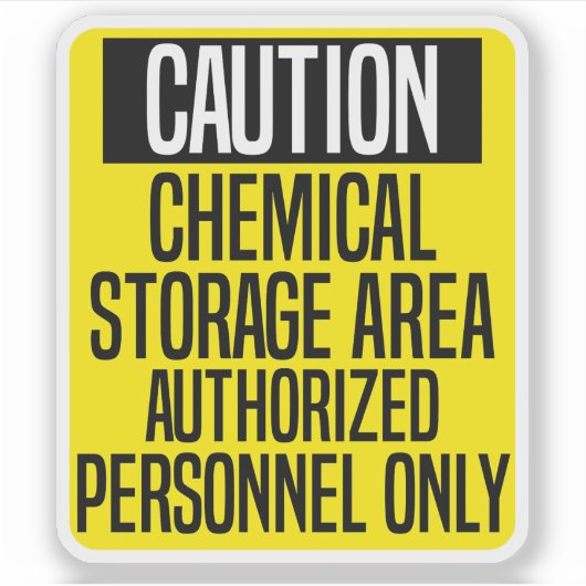 WAARSCHUWING CHEMISCH OPSLAGGEBIED GEAUTORISEERD P STICKER (Voorkant)