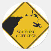 Waarschuwing Cliff Edge Ronde Sticker (Voorkant)