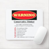 Waarschuwing: conservatieve denker muismat (Met muis)