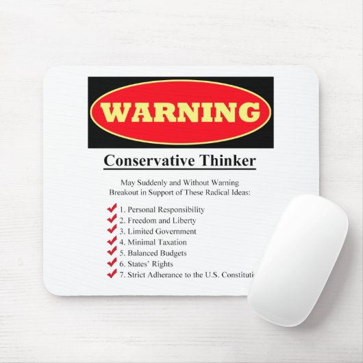 Waarschuwing: conservatieve denker muismat (Met muis)