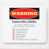 Waarschuwing: conservatieve denker muismat (Voorkant)