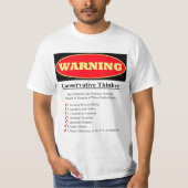 Waarschuwing: conservatieve denker t-shirt (Voorkant)