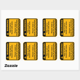 Waarschuwing Covid-gebied papier sticker